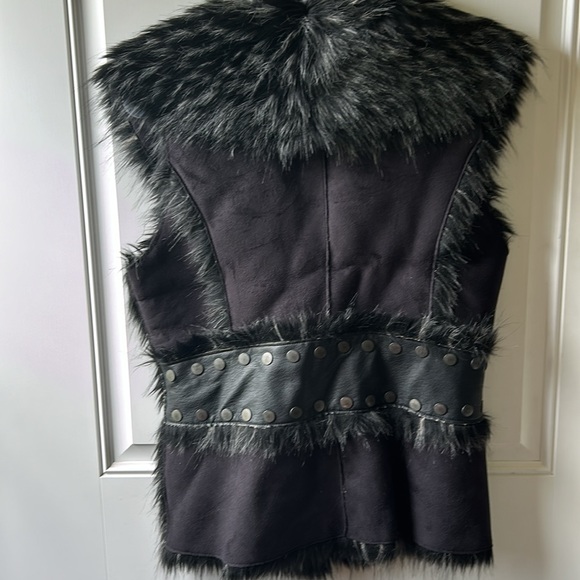 “Rachel Zoe”Black Suede Leather faux fur Vest - Picture 2 of 5